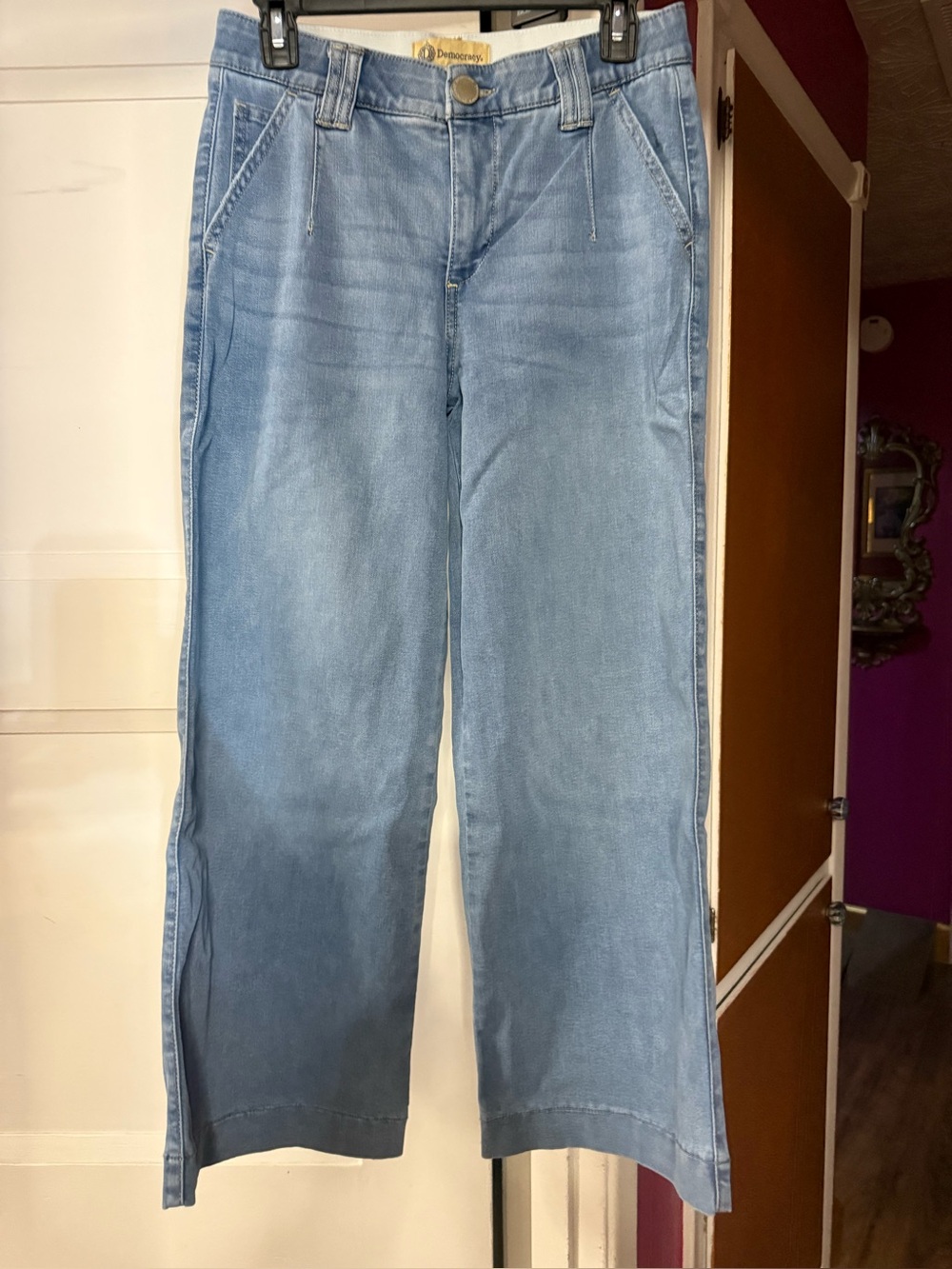 Light Blue Democracy Wide-Leg Jeans. Never worn